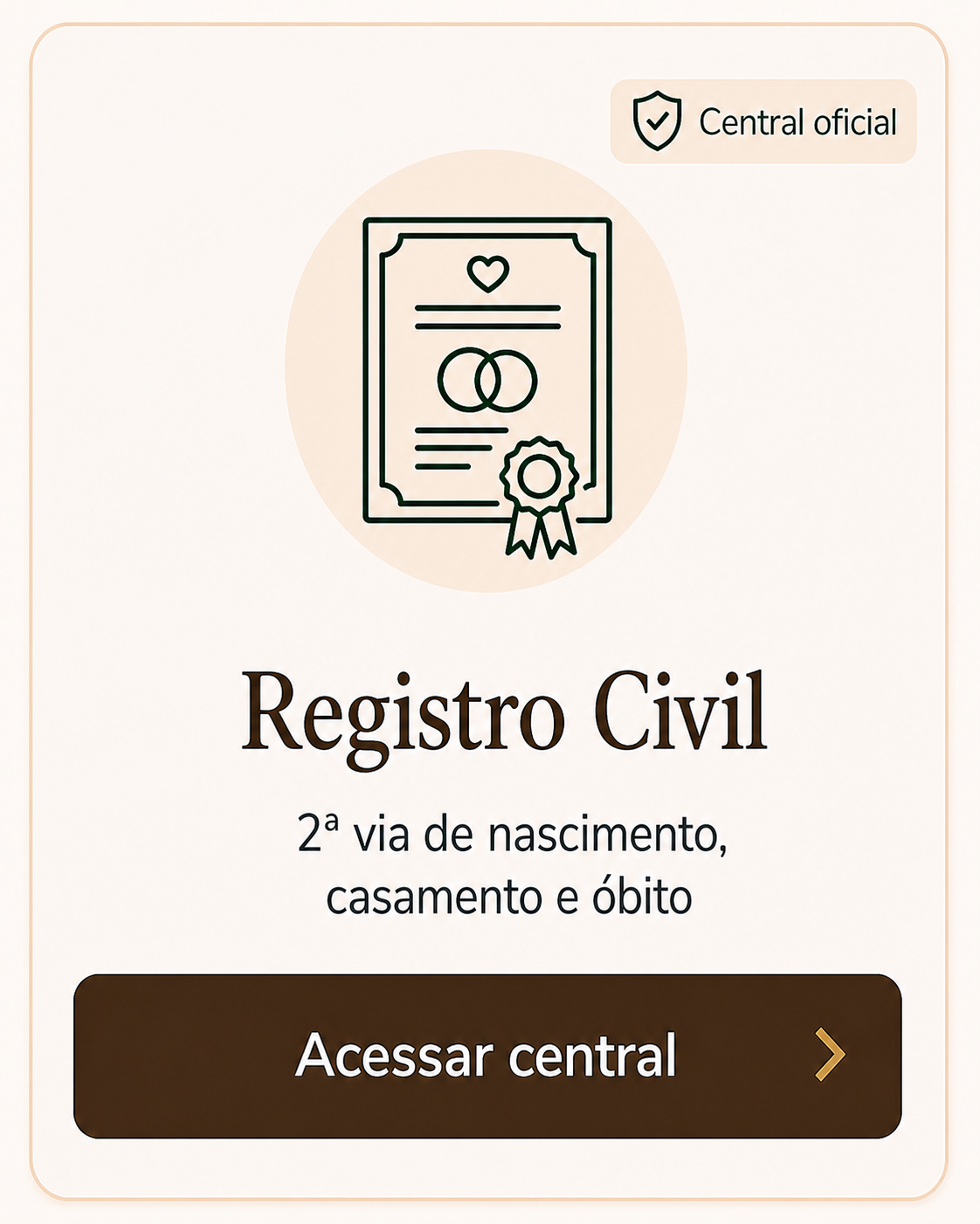 Link para a Central Nacional de Registro Civil